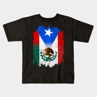 Mexirican Mexico Flag Puerto Rico Flag Boricua Chicano Kids T-Shirt